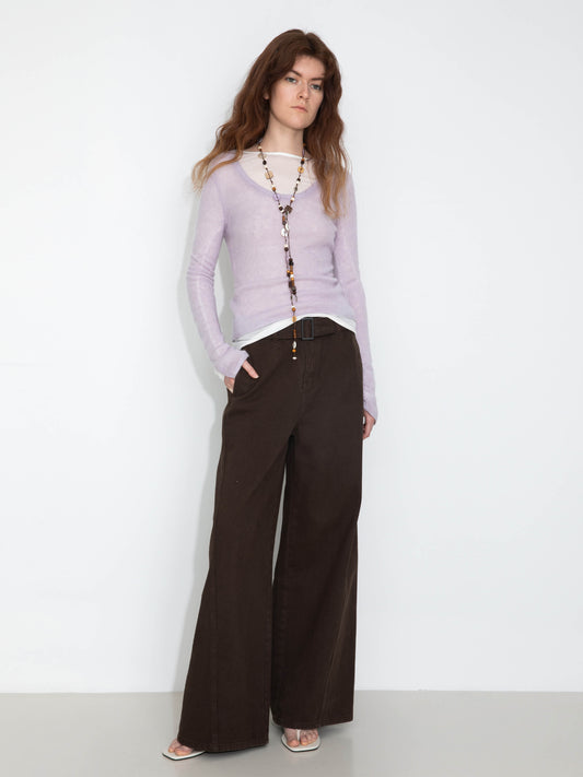 Crew Neck Slim-Fit Knitted Top