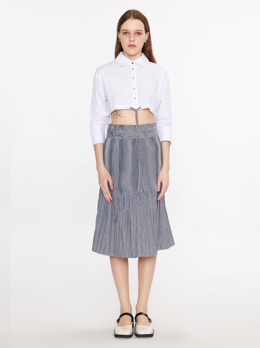 Plaid Pleated Midi Skirt
