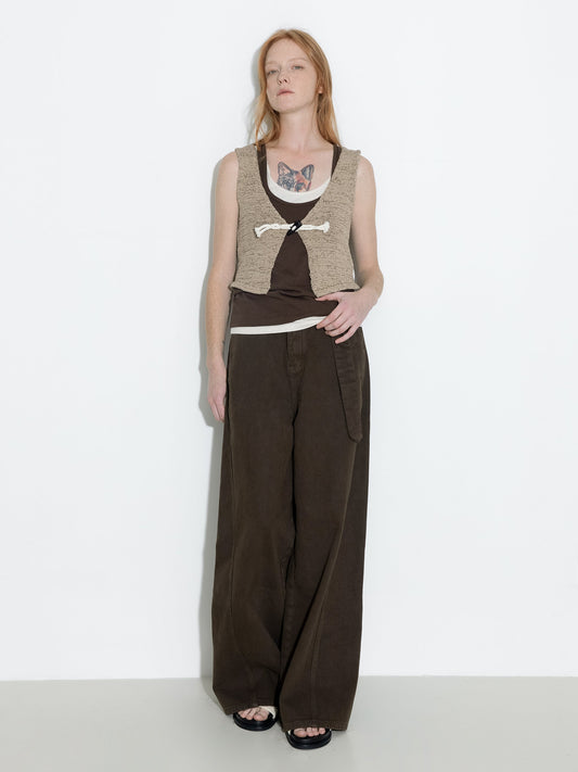 Vintage Toggle Button Knitted Cardigan Vest