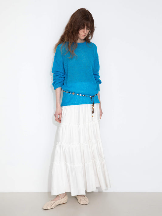 Blue Oversized Open-Knit Sweater