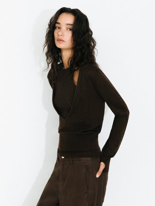 Knit Cardigan and Vest Two-Piece Set