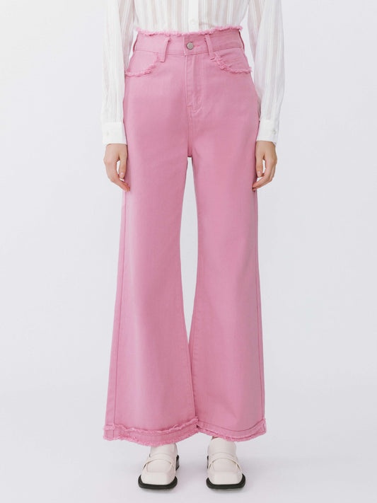 Raw Edge Wide Leg Jeans