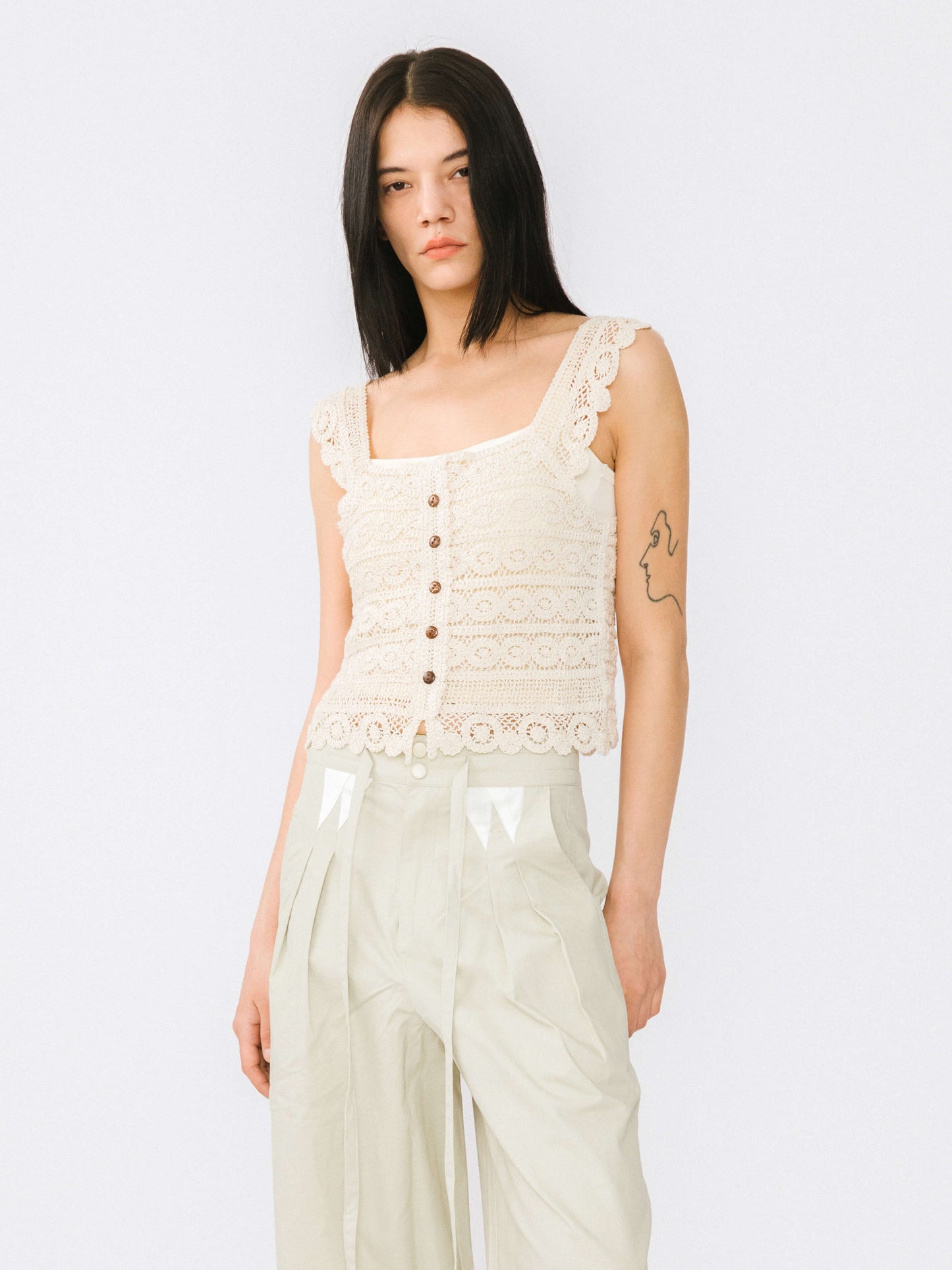 Hollowed Out Crochet Knit Tank Top