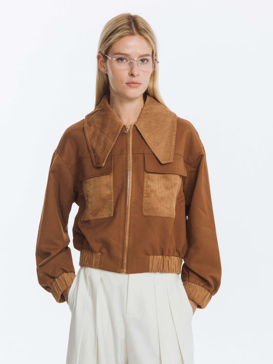 Wide Lapel Casual Jacket with Wool Blend