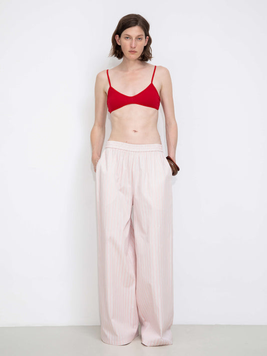 Pleated Striped Wide-Leg Trousers