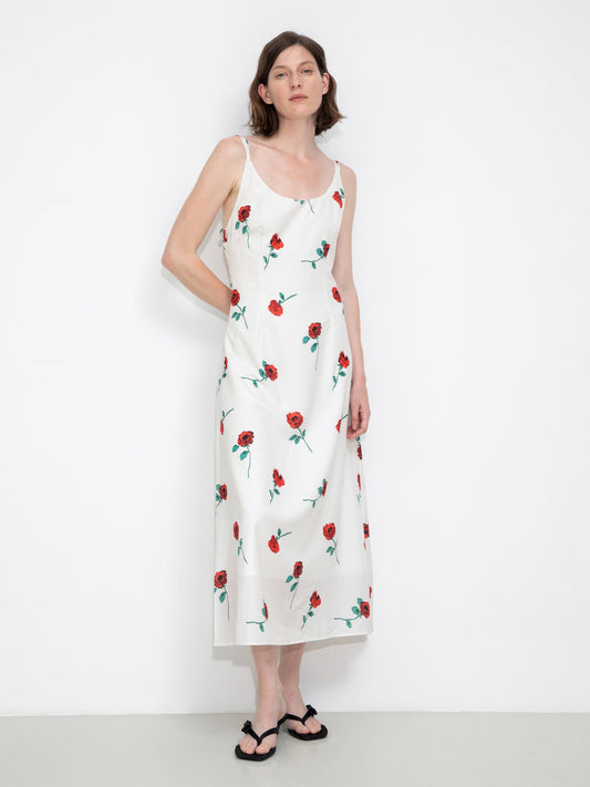 Rose Printed Fitted Sling Dress
