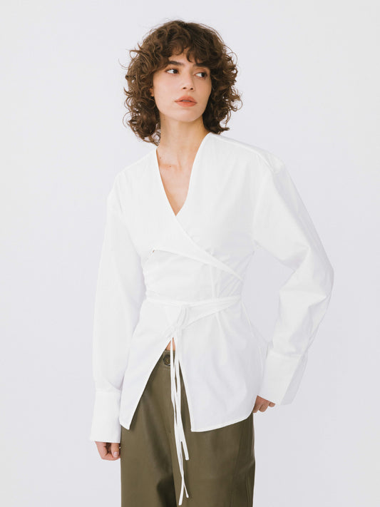 V-Neck Criss-Crossed Layered Blouse