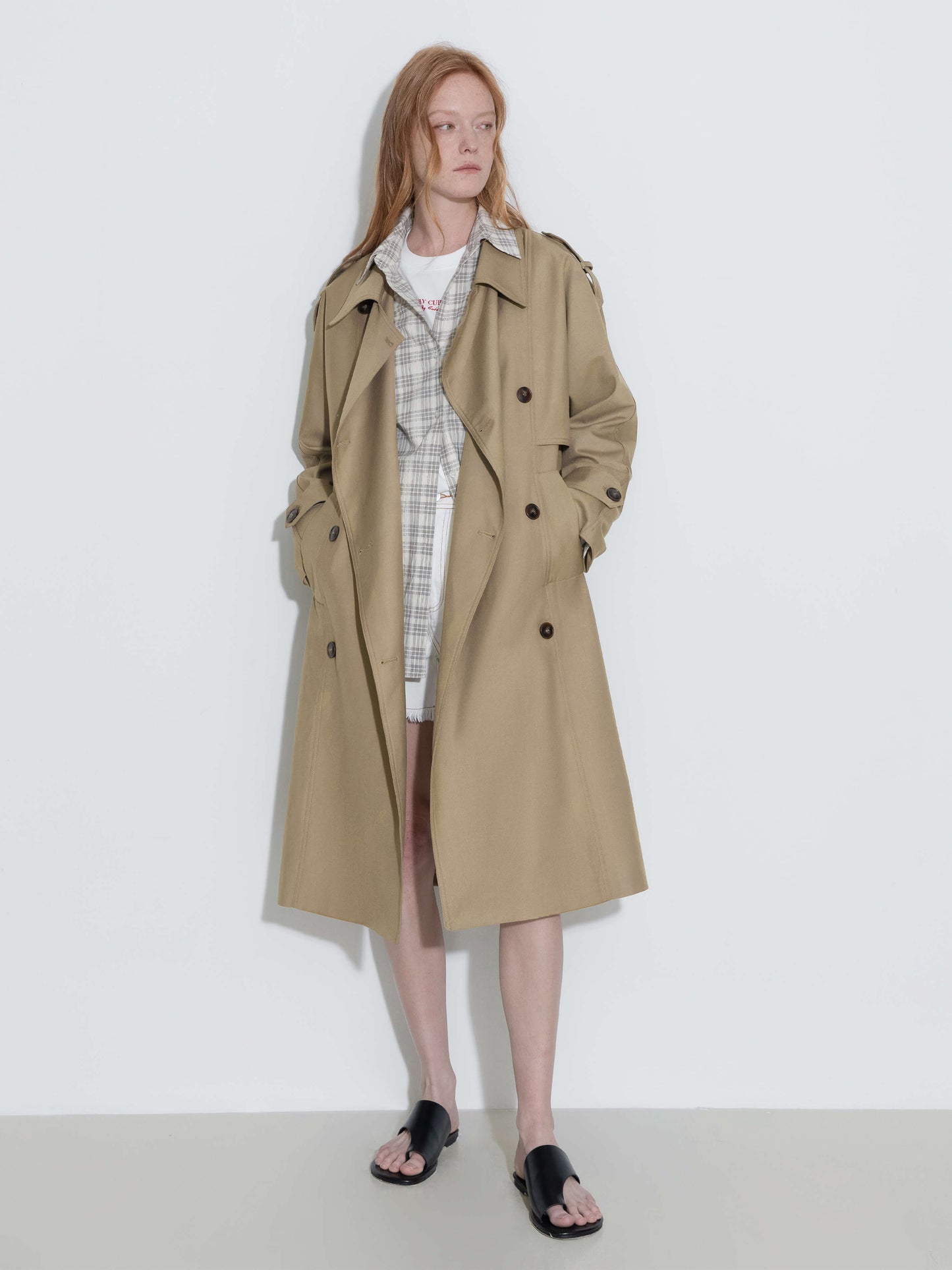 Double Breasted Trench Coat with Belt