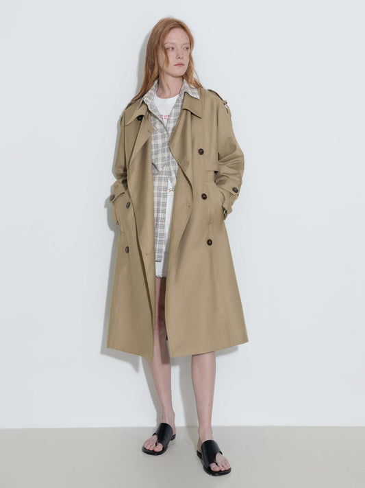 Double Breasted Trench Coat with Belt