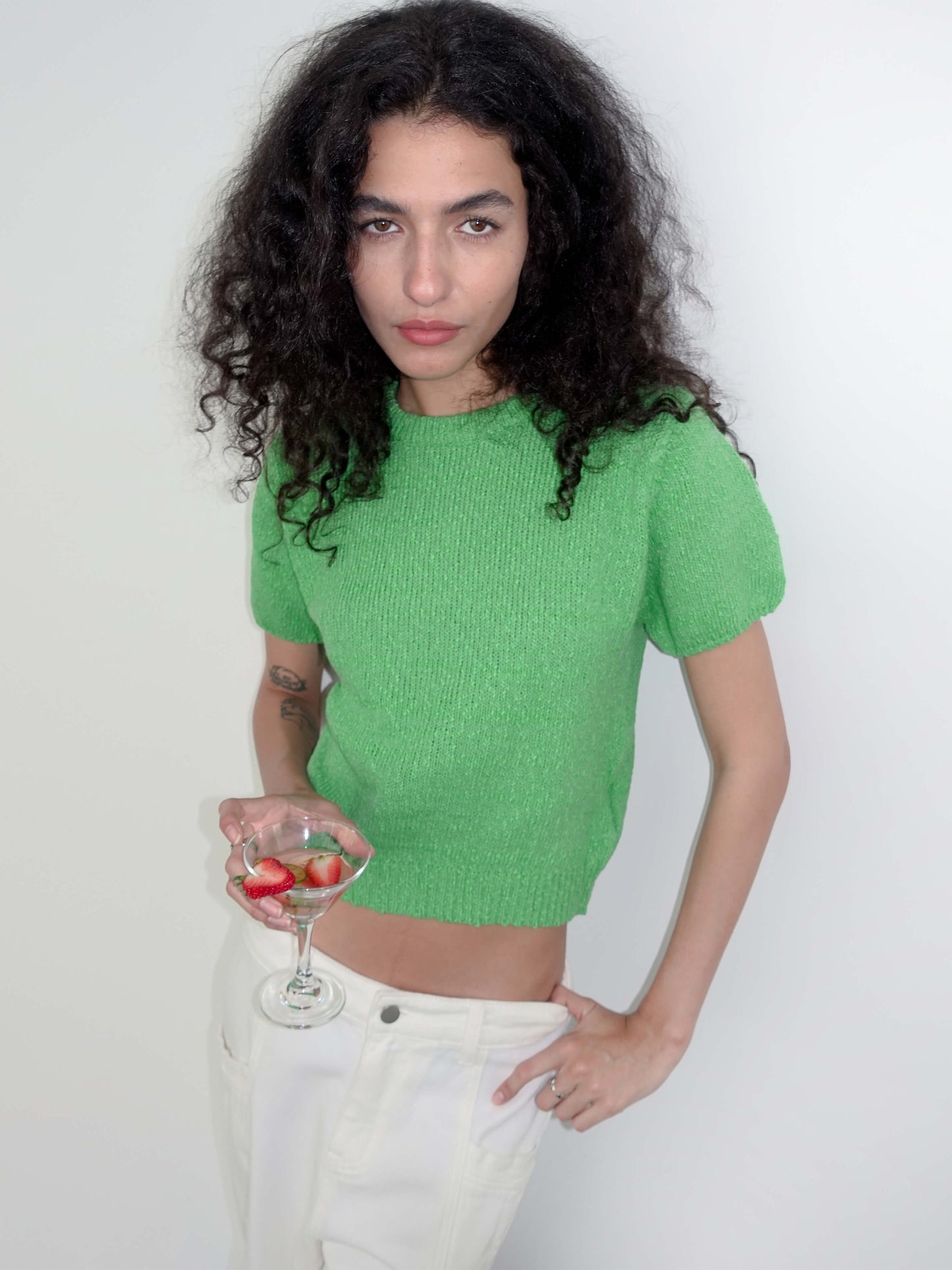 Round Neck Loose Knit T-Shirt