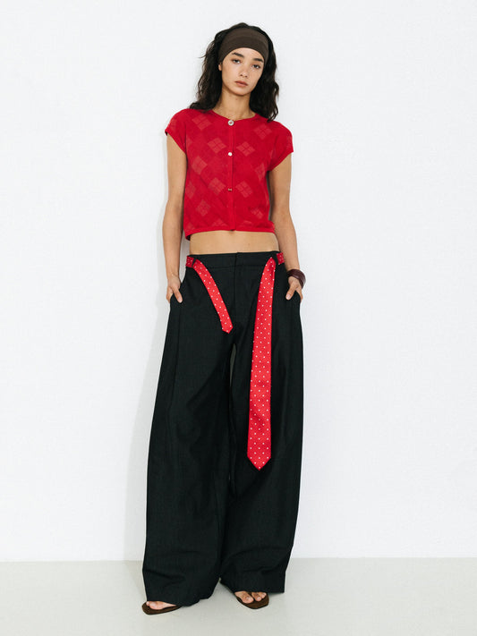 Cropped Knit Short-Sleeve Cardigan