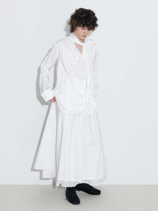 Oversize Satin Blouse with Tie