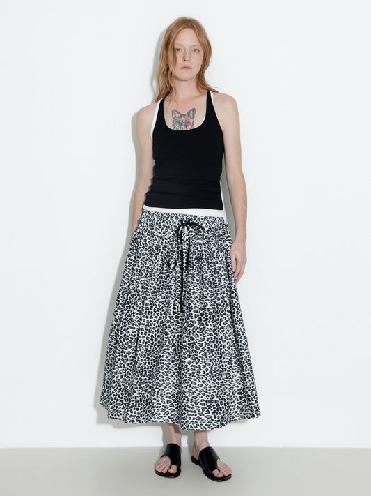 100% Cotton Leopard Print A-Line Skirt