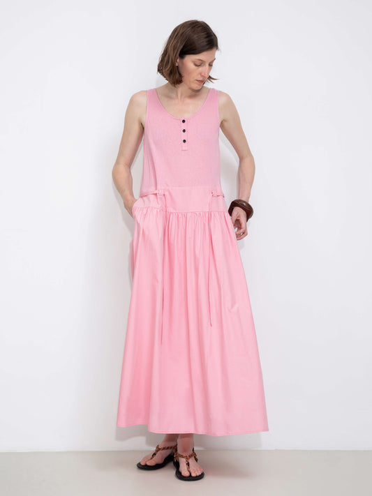 Panelled Henley Neck Vest Dress
