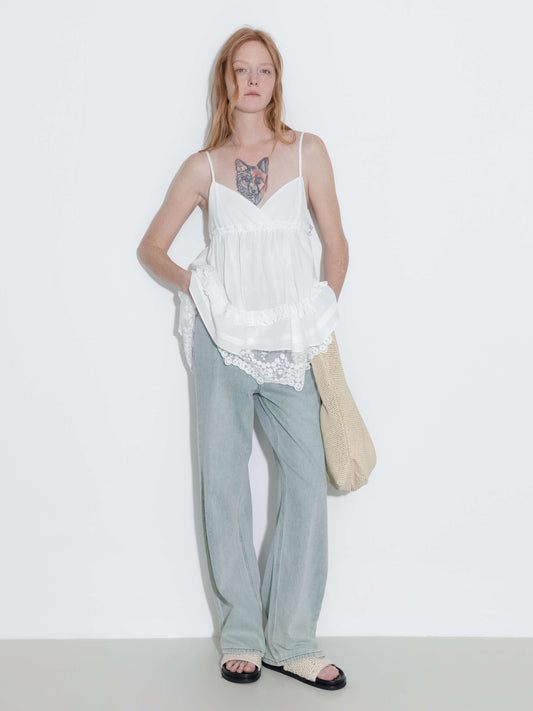 Double-Layer Lace Trim Adjustable Cami