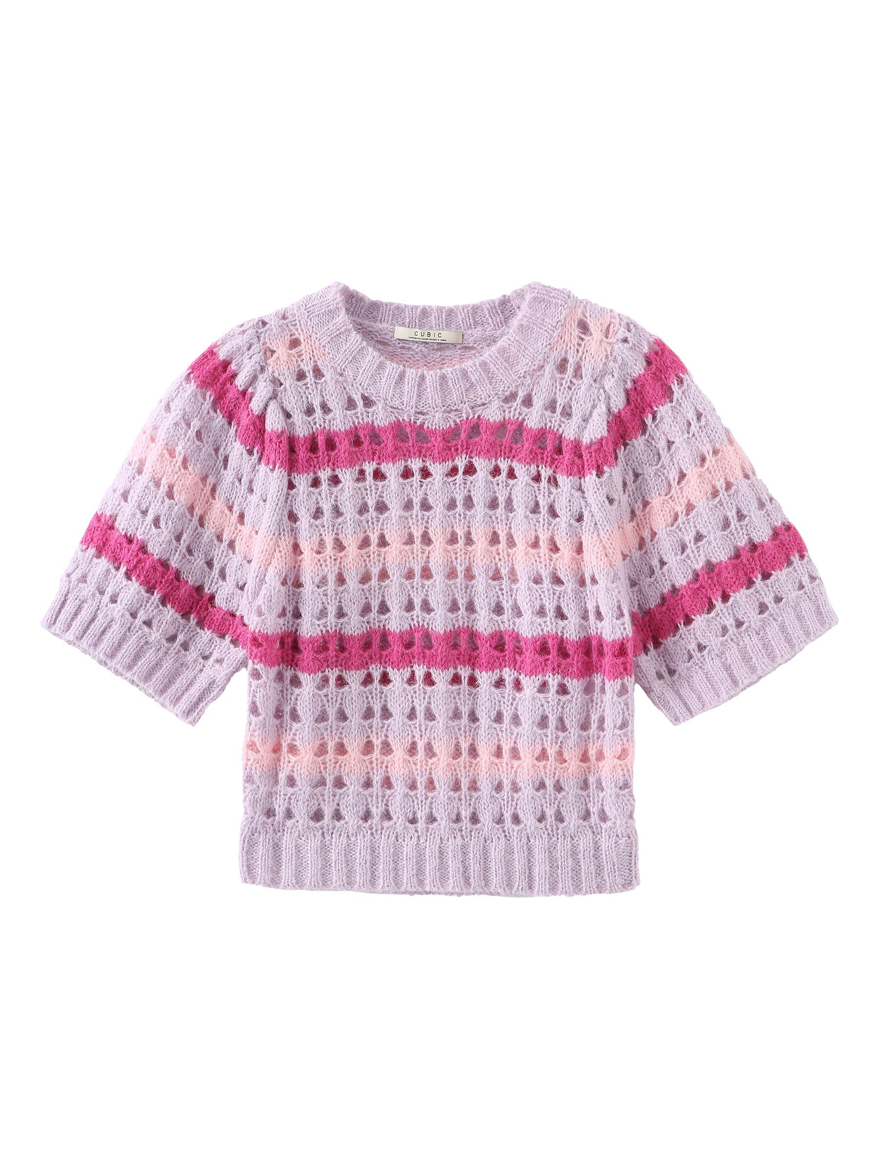 CUBIC Women's Striped Cropped Knit T-shirt