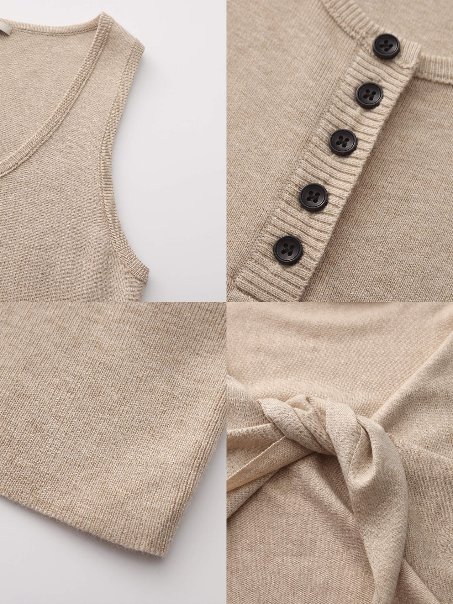 Slim-Fit Knit Henley Vest with Neck Tie