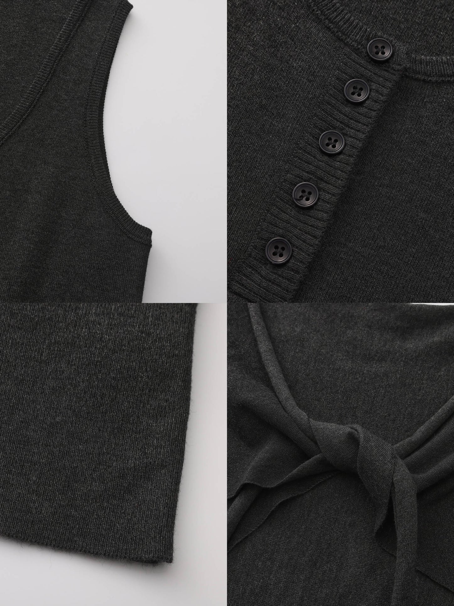 Slim-Fit Knit Henley Vest with Neck Tie