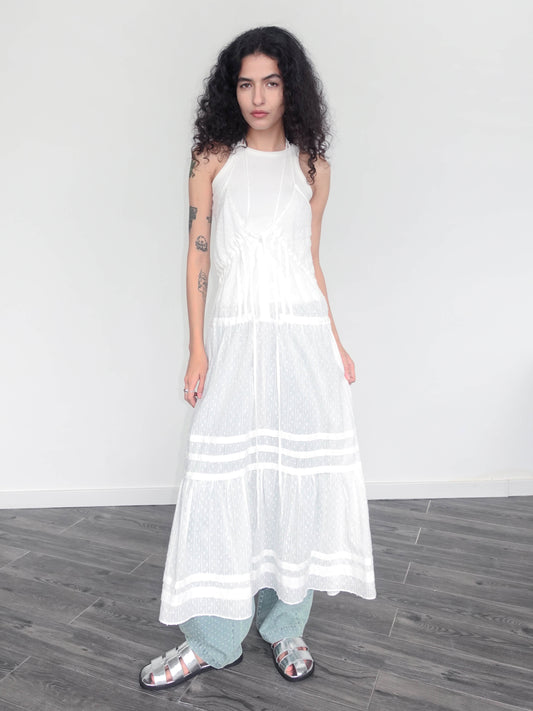 White Lace Halterneck Maxi Dress