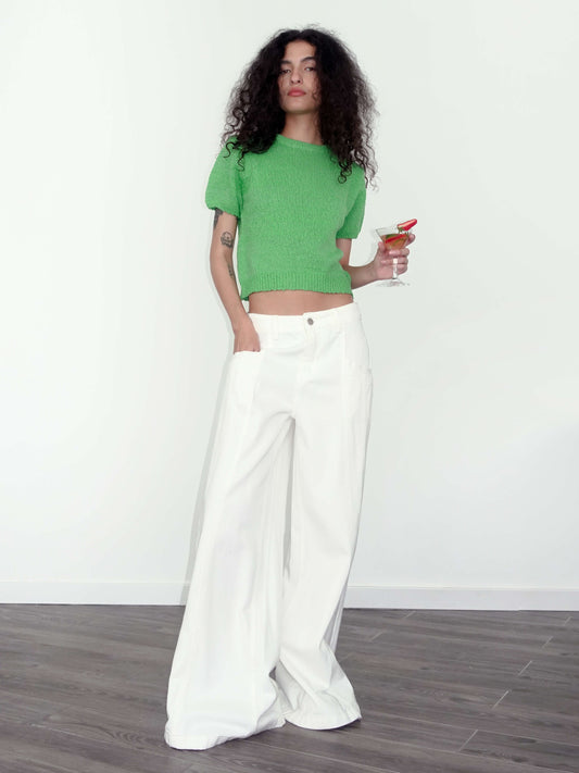 Round Neck Loose Knit T-Shirt