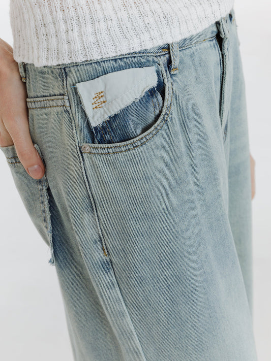 High Waist Loose Straight Washed Jeans