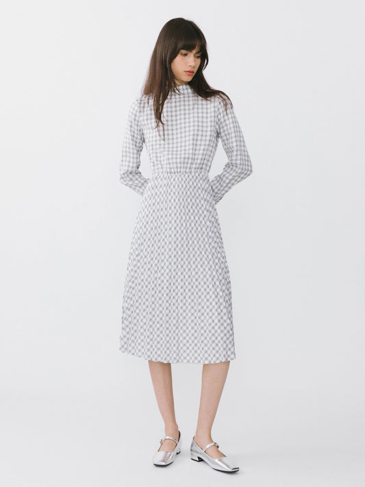 Tartan Neck Tie A-line Dress