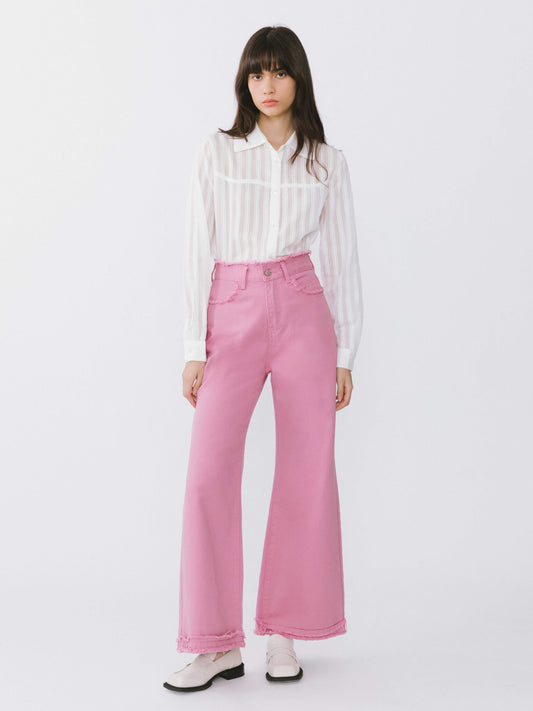 Raw Edge Wide Leg Jeans