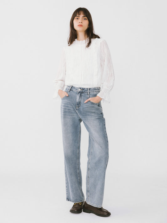 Stand Up Collar Ruffled Blouse