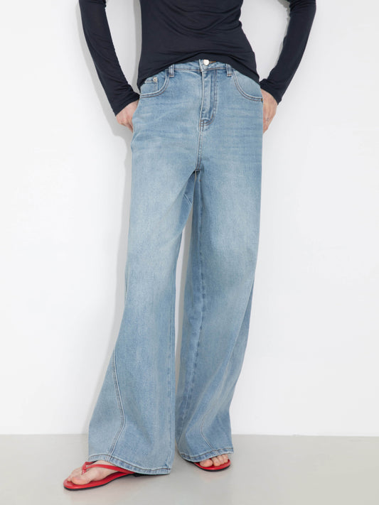 High-Waisted Wide-Leg Straight Jeans