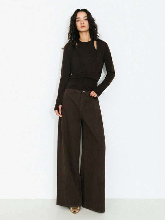 Knit Cardigan and Vest Two-Piece Set