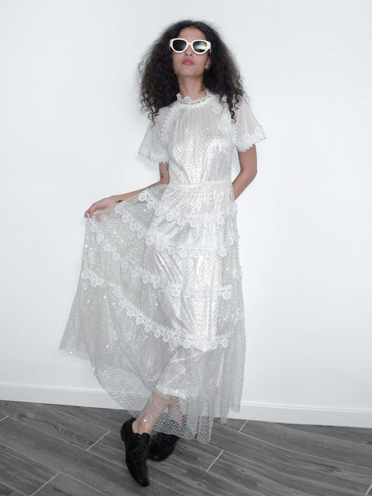 Lace Waist A-line Maxi Dress