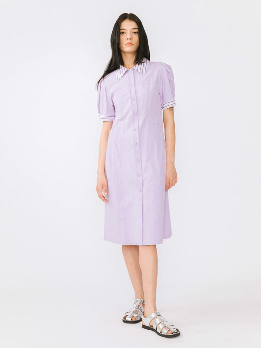 Pure Cotton Short Puff Sleeve Midi Dress