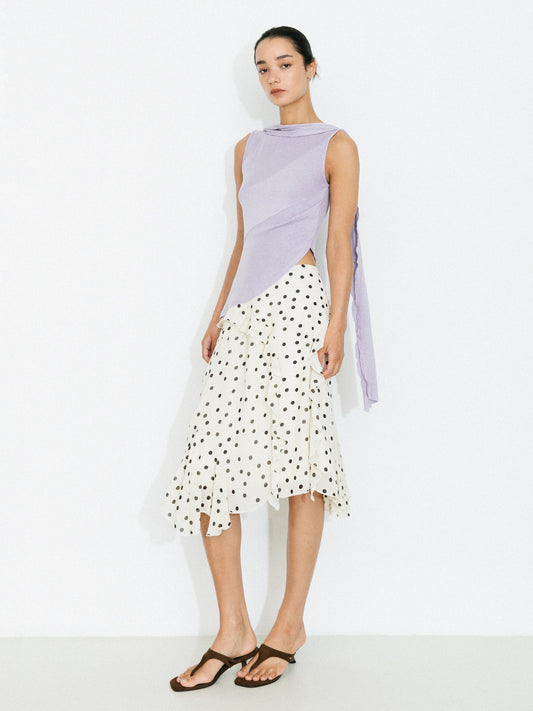 Asymmetrical Tie-Neck Flowy Sleeveless Top
