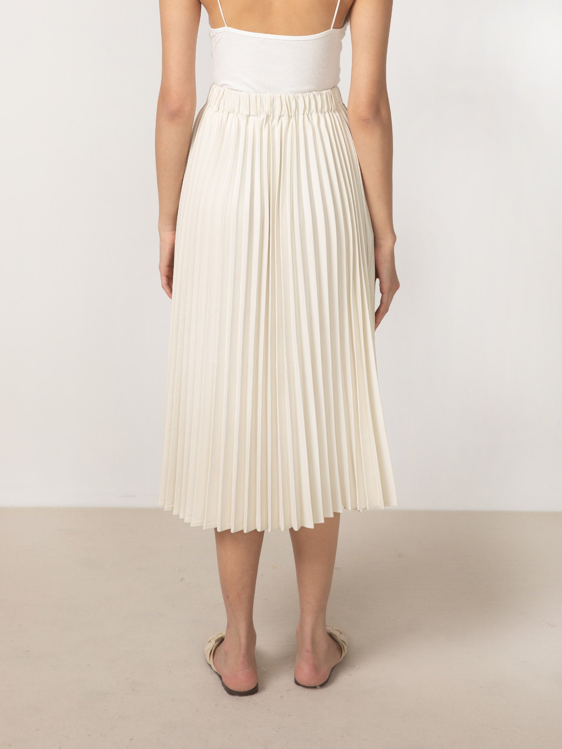 CUBIC Women's Sheer Panel Pleated Midi Skirt