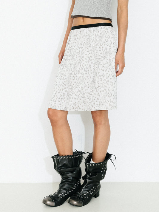 Leopard Print Straight Midi Skirt