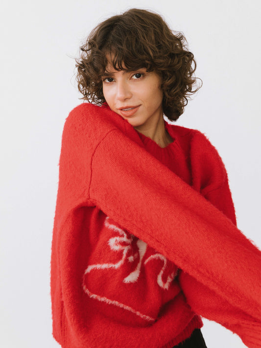 Loose Fit Color Block Jacquard Sweater
