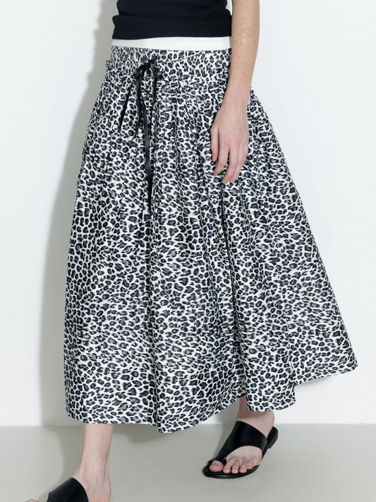100% Cotton Leopard Print A-Line Skirt