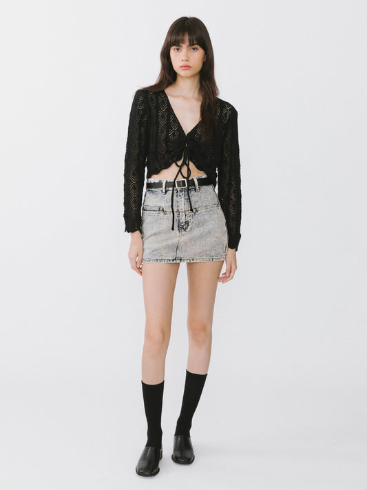 Acid Wash Denim Mini Skirt