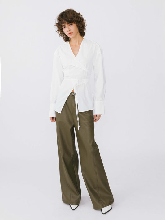 V-Neck Criss-Crossed Layered Blouse