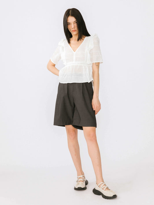 Vintage V-neck Lace T-shirt