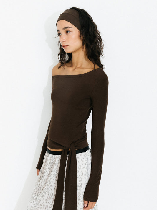 C by CUBIC One-Shoulder Slim-Fit Long-Sleeve Top