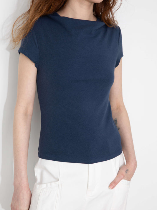 C BY CUBIC Draped Neck Short-Sleeve T-Shirt