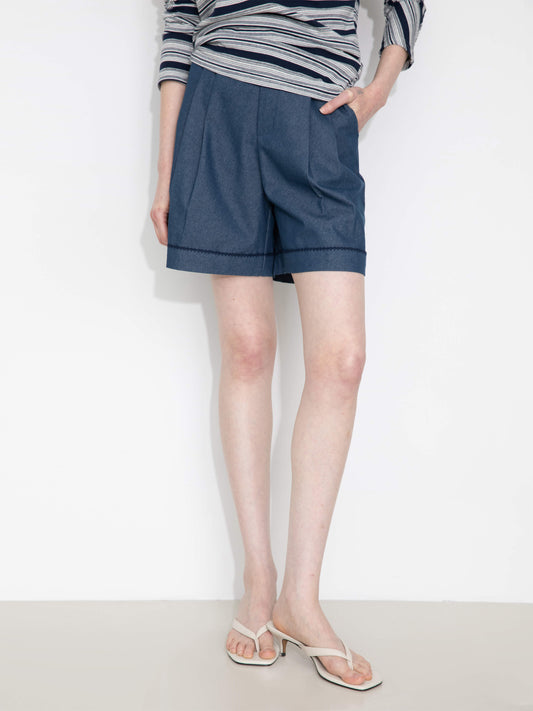 Pleated Wide-Leg Shorts