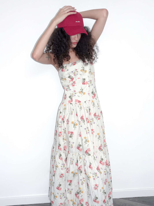 A-line Floral Print Sling Dress