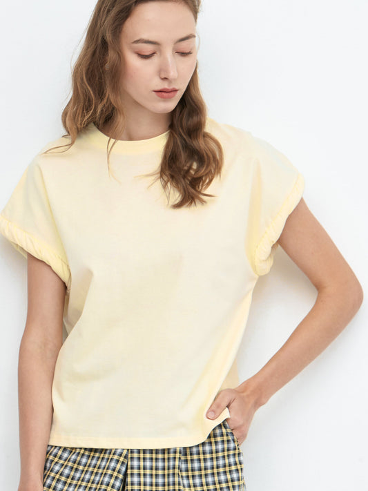 Round Neck White Casual T-shirt