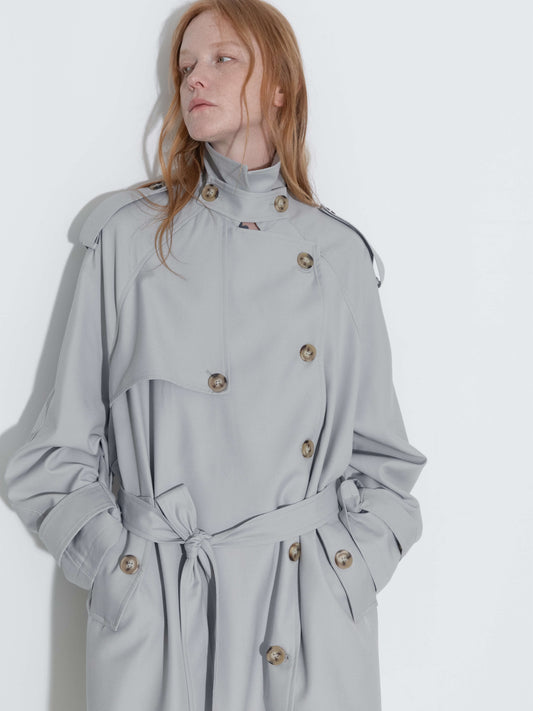 Oversized Mid-Length Trench Coat with Belt