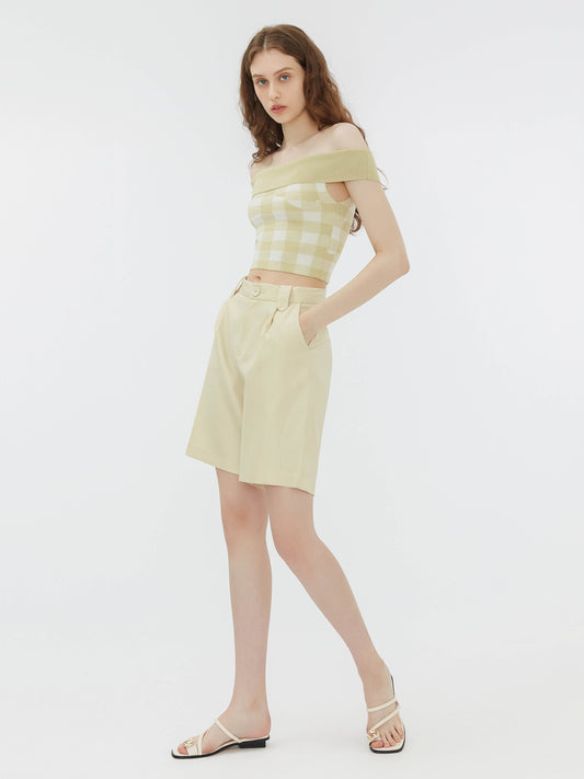 Light Yellow Tailored Bermuda Shorts