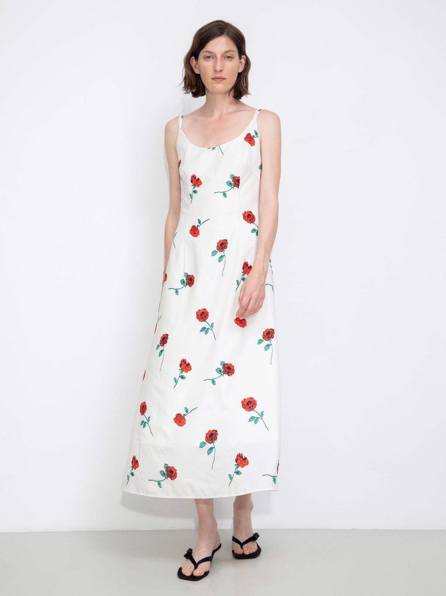 Rose Printed Fitted Sling Dress