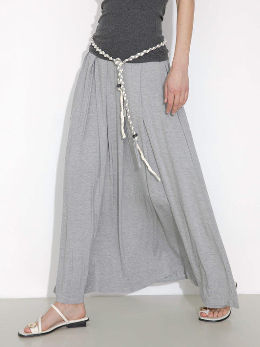 Pleated Hand-Braided High-Stretch Maxi Skirt