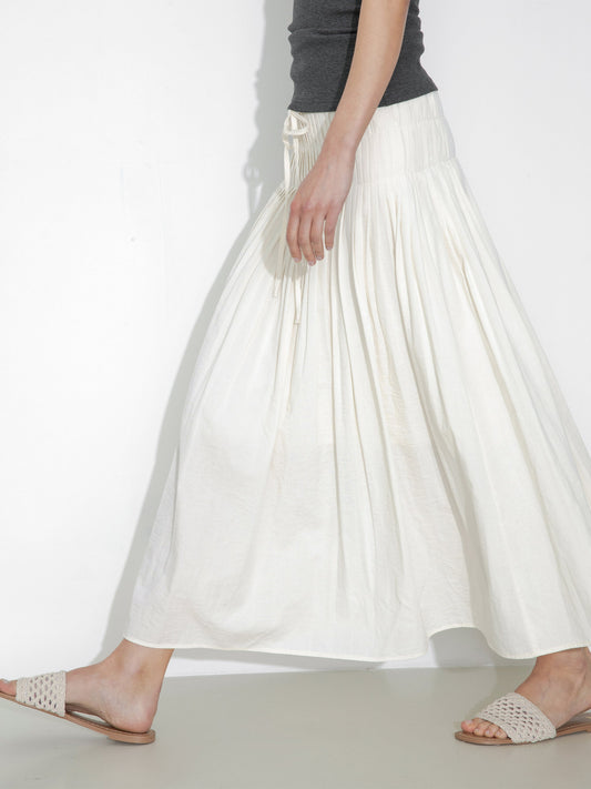 High-Waist Drawstring Pleated Skirt